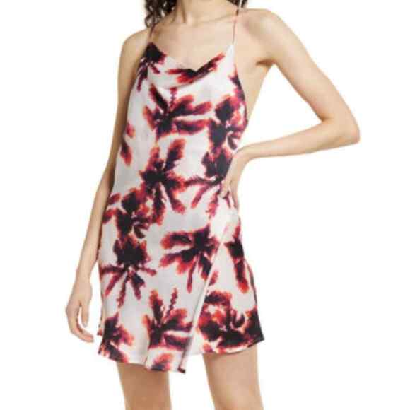 Nordstrom AREA STARS ~ Palm Print Mini Dress In White Multi S 100% VISCOSE - Picture 1 of 9